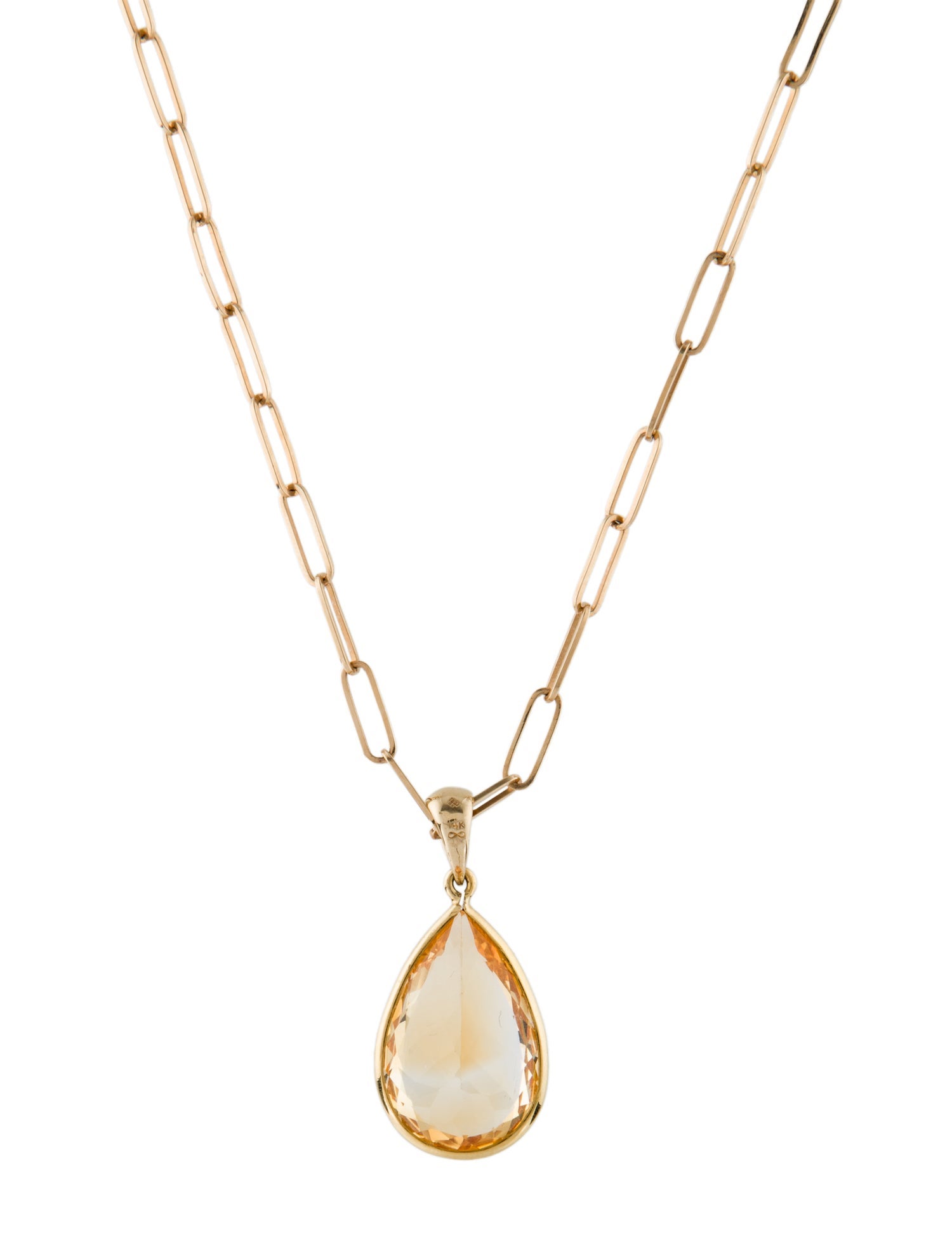 Jewelmak 14K 10.74ct Citrine Pendant Necklace