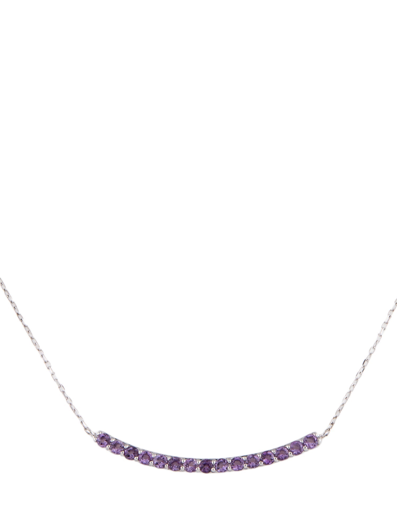 Jewelmak 14K 1.08ctw Amethyst Curved Bar Necklace