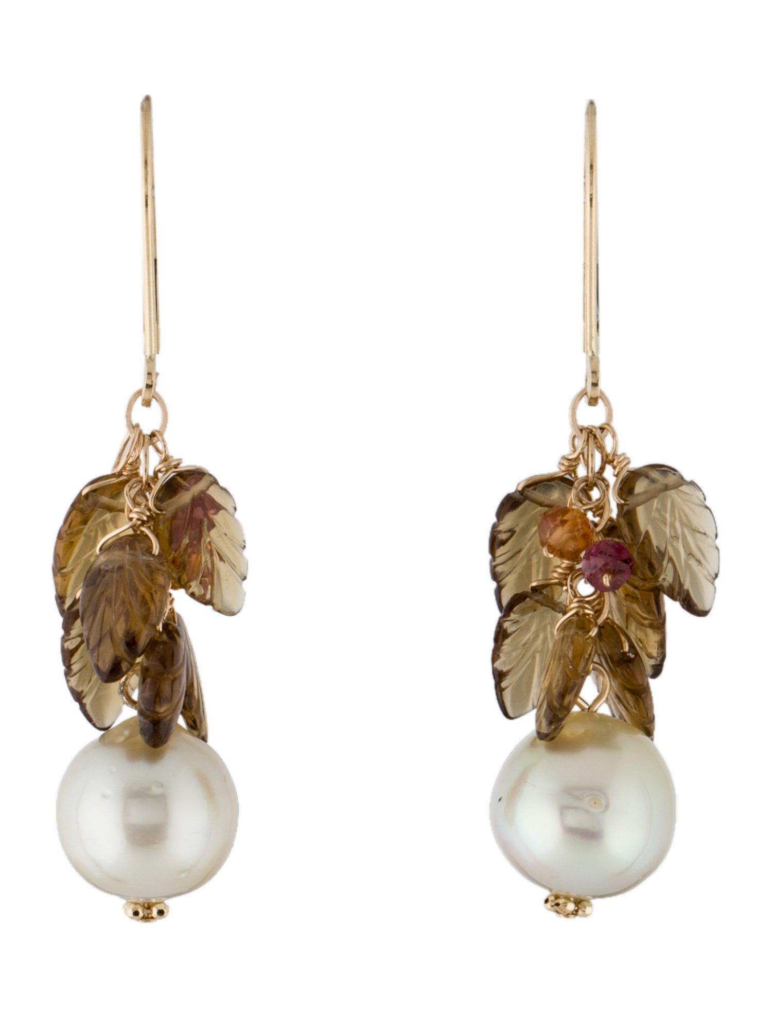 Jewelmak 14K Pearl & Multistone Drop Earrings