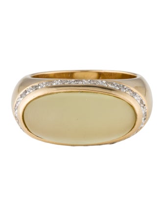 Jewelmak 14K 6.65ct Quartz & Diamond Cocktail Ring