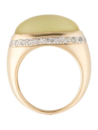 Jewelmak 14K 6.65ct Quartz & Diamond Cocktail Ring