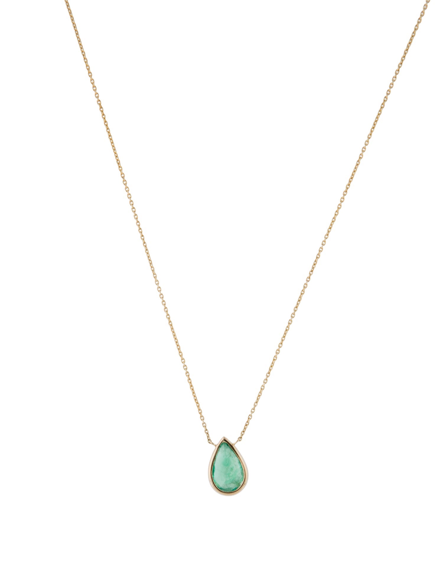 Jewelmak 14K 1.70ct Emerald Pendant Necklace