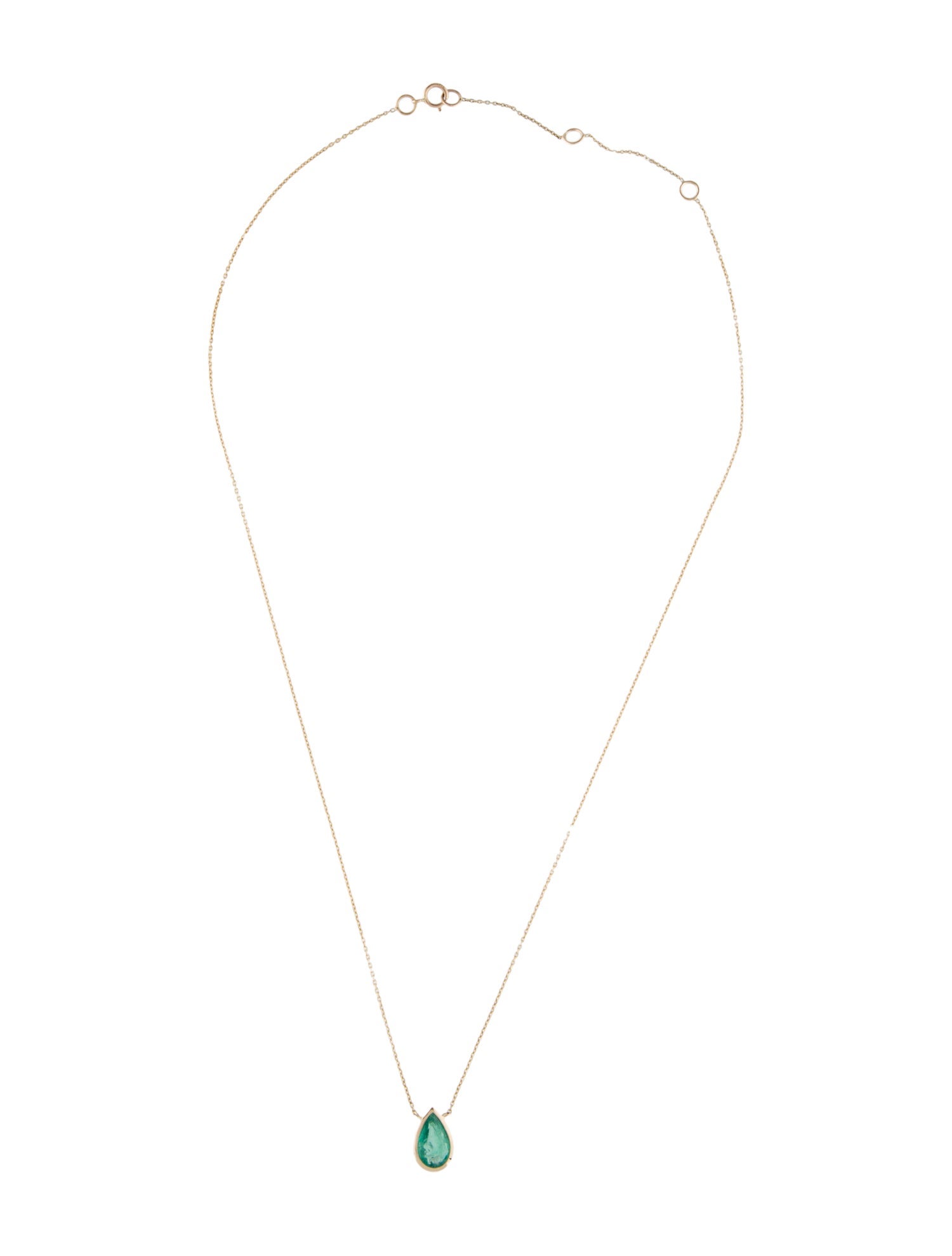 Jewelmak 14K Emerald Pendant Necklace