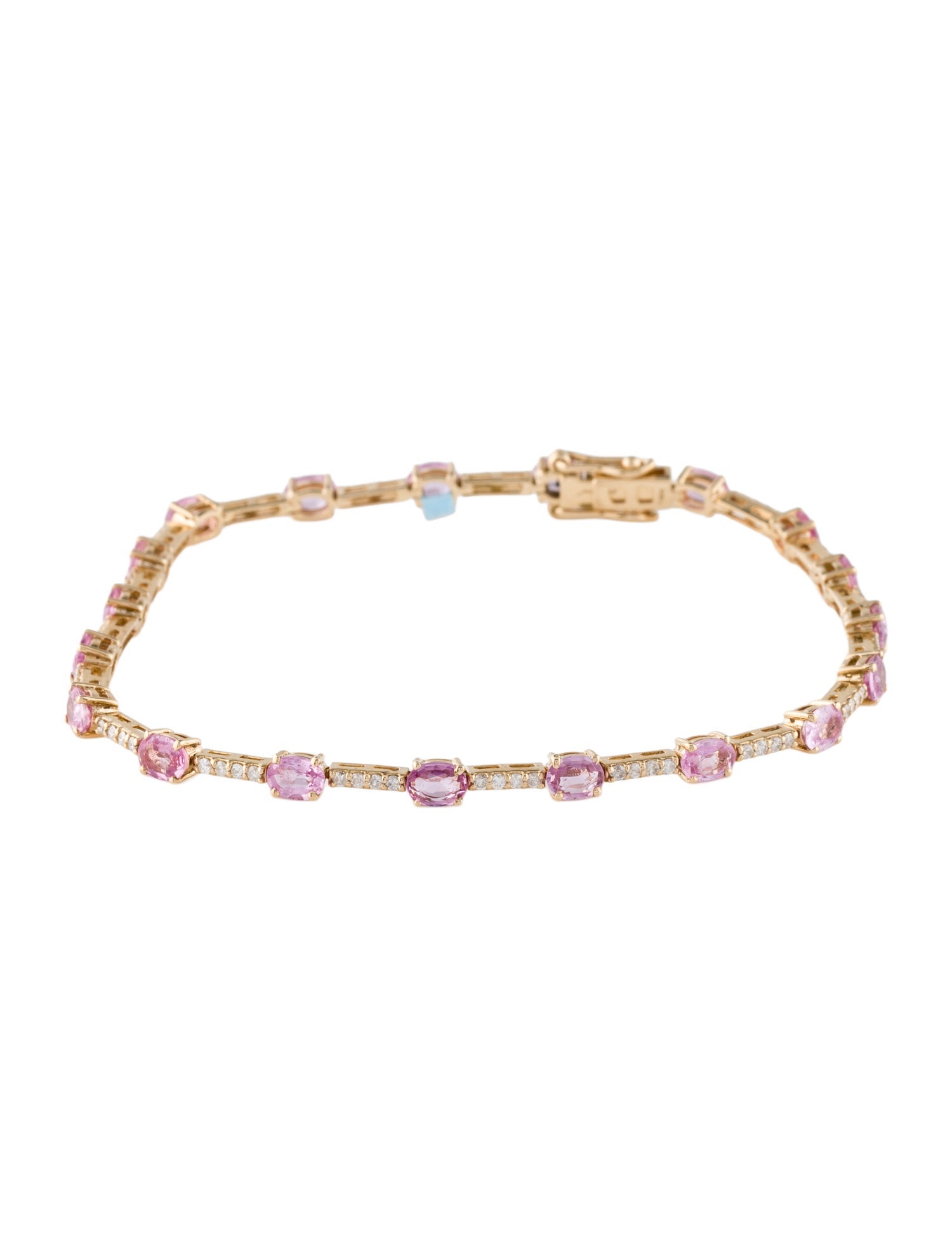 Jewelmak 14K Sapphire & Diamond Link Bracelet