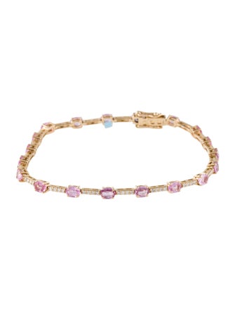 Jewelmak 14K Sapphire & Diamond Link Bracelet