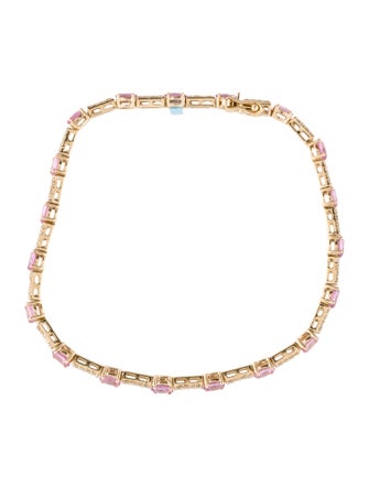 Jewelmak 14K Sapphire & Diamond Link Bracelet