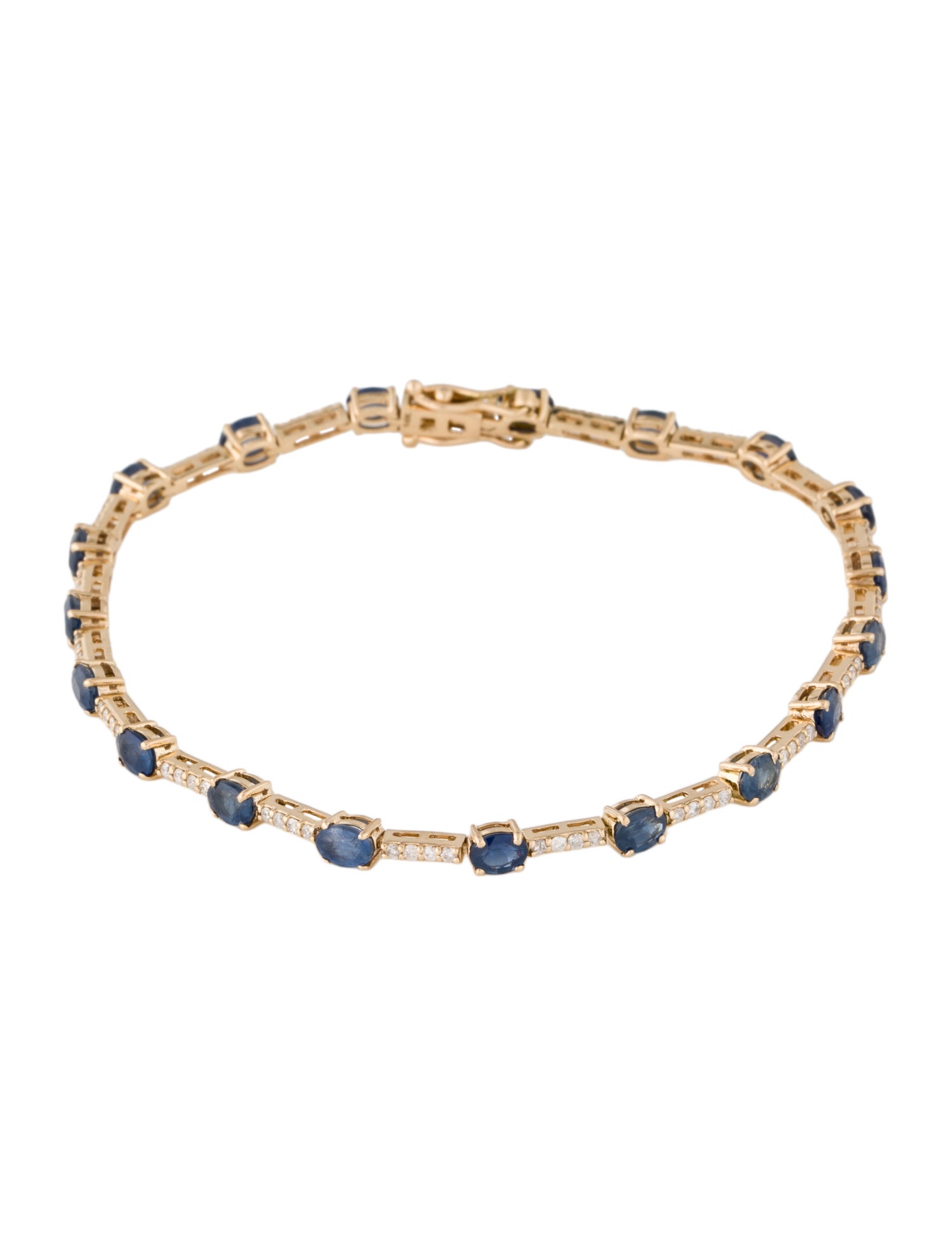 Jewelmak 14K Sapphire & Diamond Station Bracelet