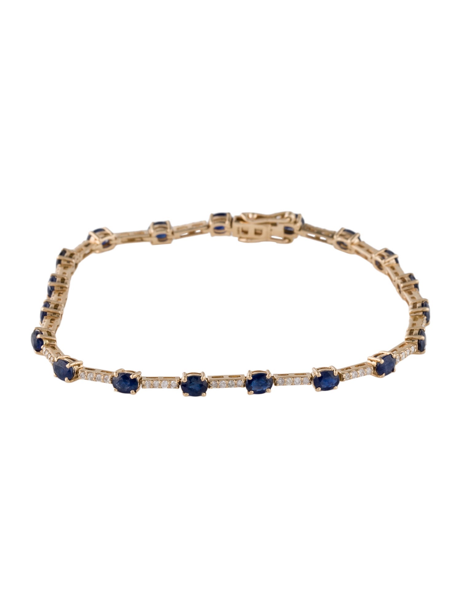Jewelmak 14K 3.55ctw Sapphire & Diamond Tennis Link Bracelet