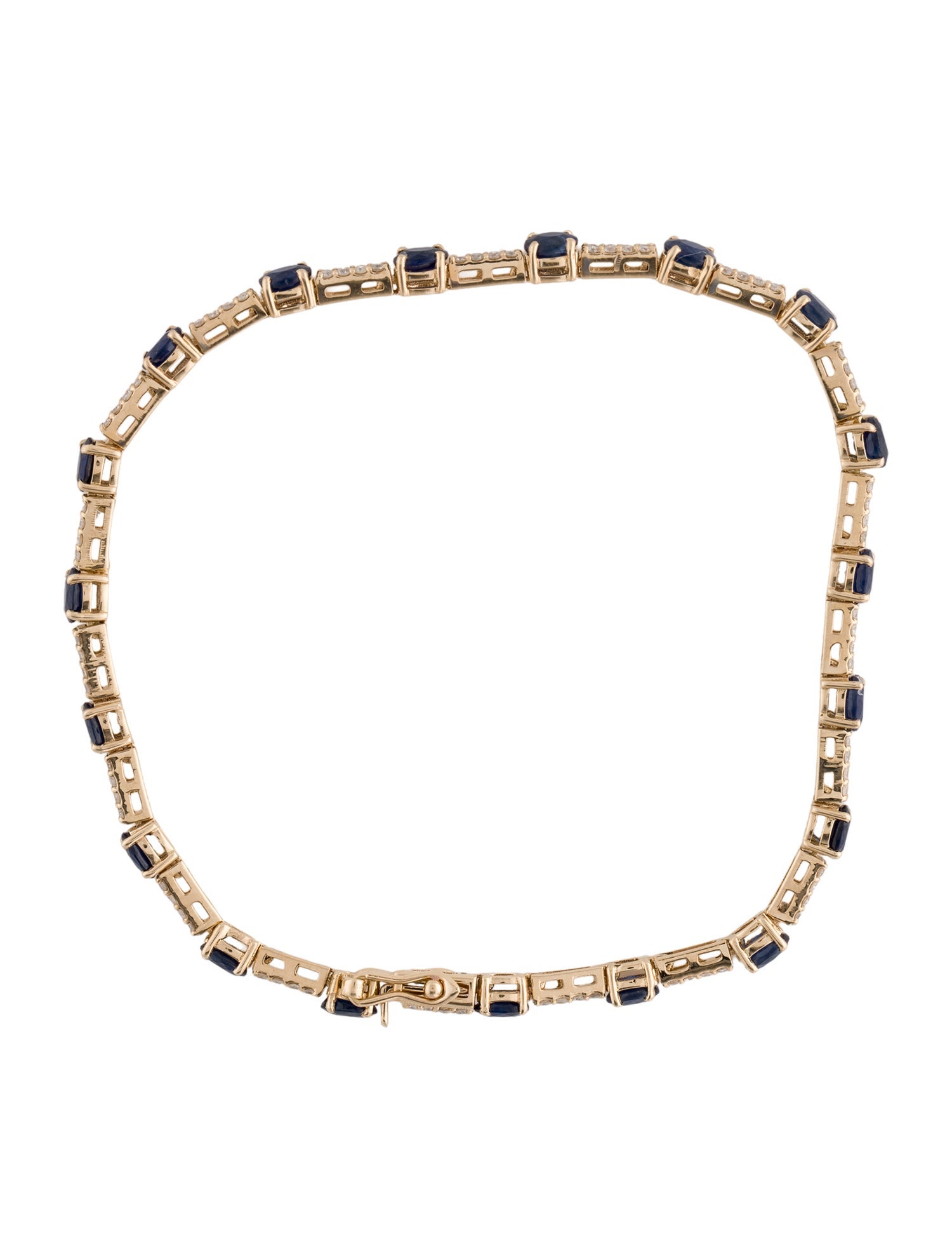 Jewelmak 14K 3.55ctw Sapphire & Diamond Tennis Link Bracelet