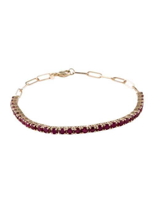 Jewelmak 14K 3.62ctw Ruby Link Bracelet