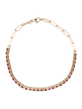 Jewelmak 14K 3.62ctw Ruby Link Bracelet