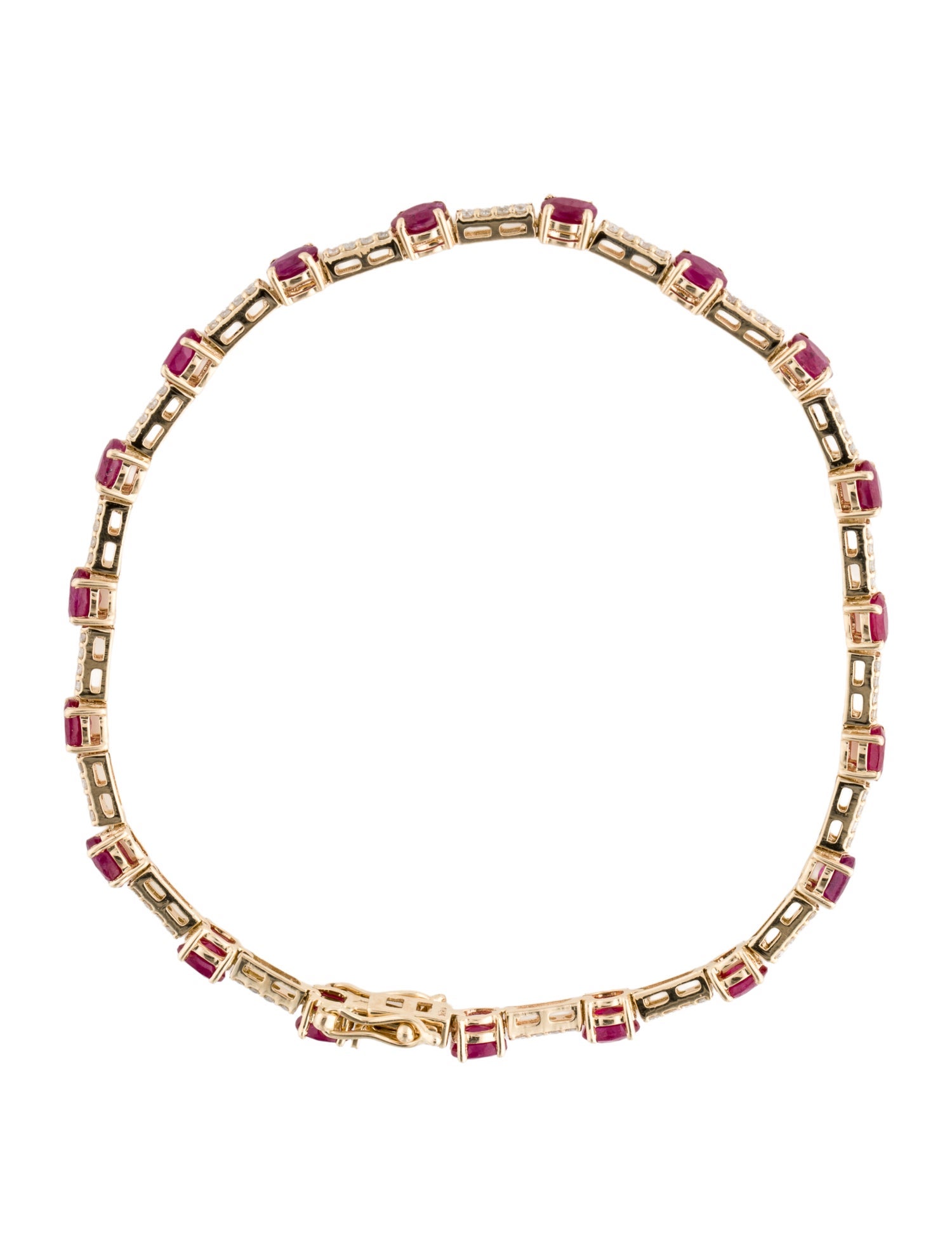 Jewelmak 14K 3.47ctw Ruby & Diamond Link Bracelet