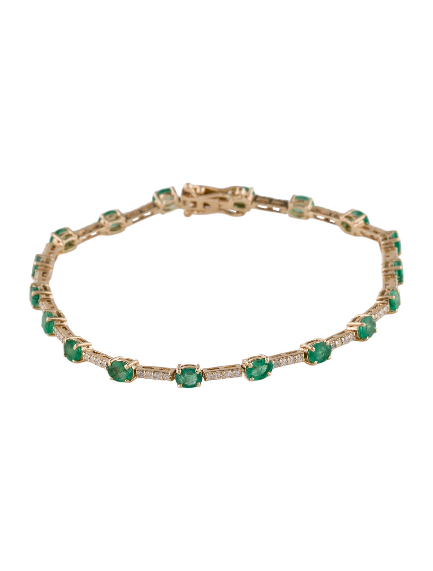Jewelmak 14K 2.35ctw Emerald & Diamond Link Bracelet