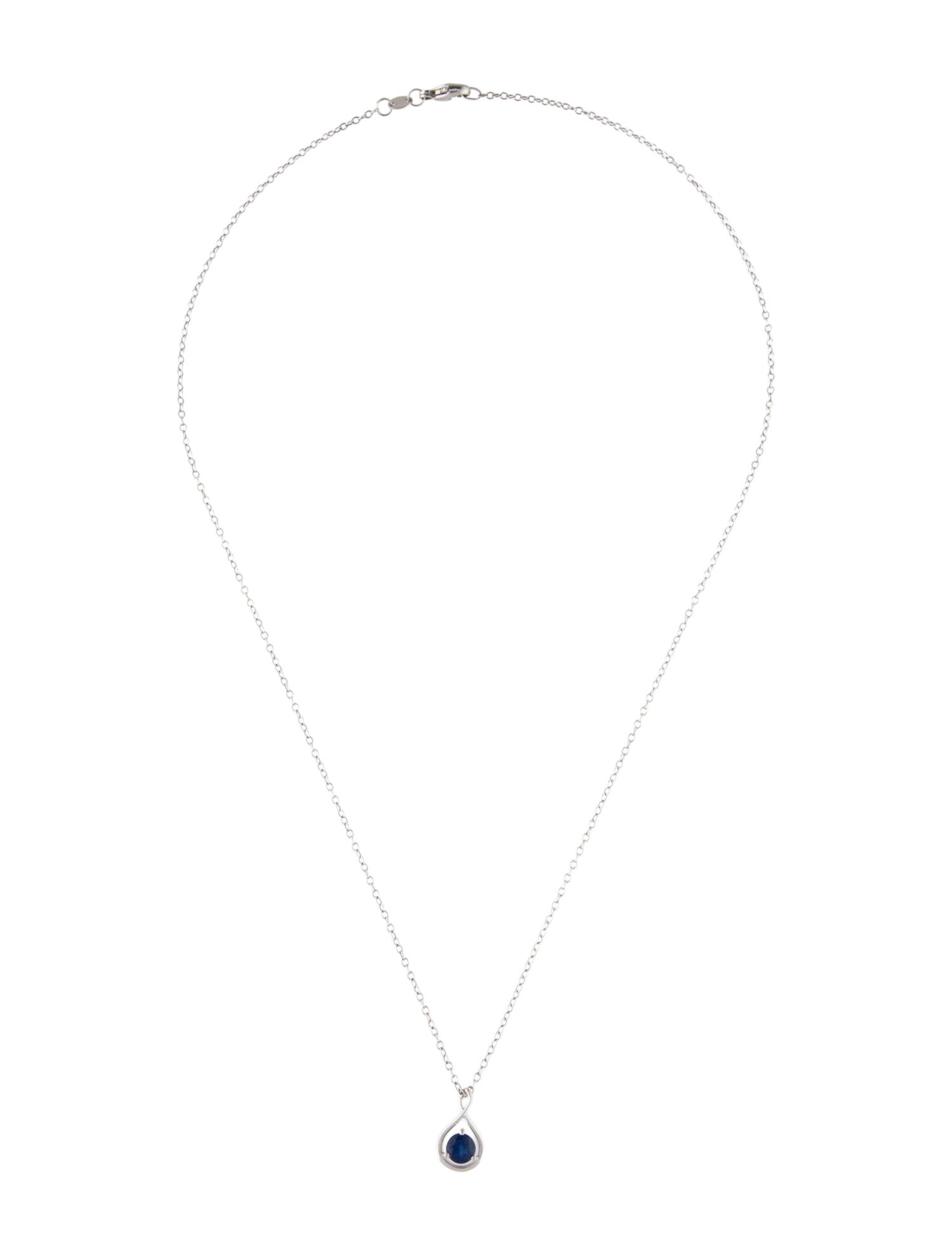 Jewelmak 14K Sapphire Teardrop Pendant Necklace