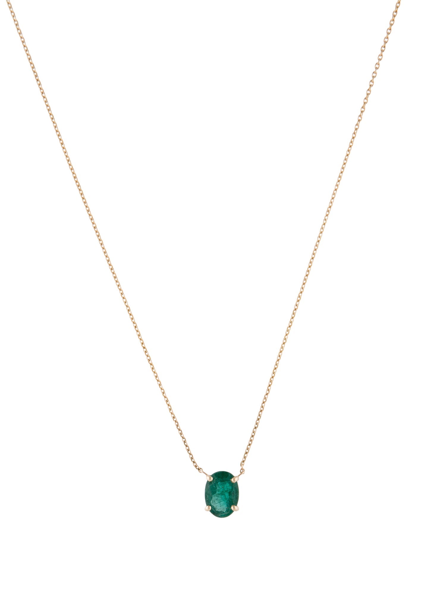 Jewelmak 14K 1.10ct Emerald Pendant Necklace