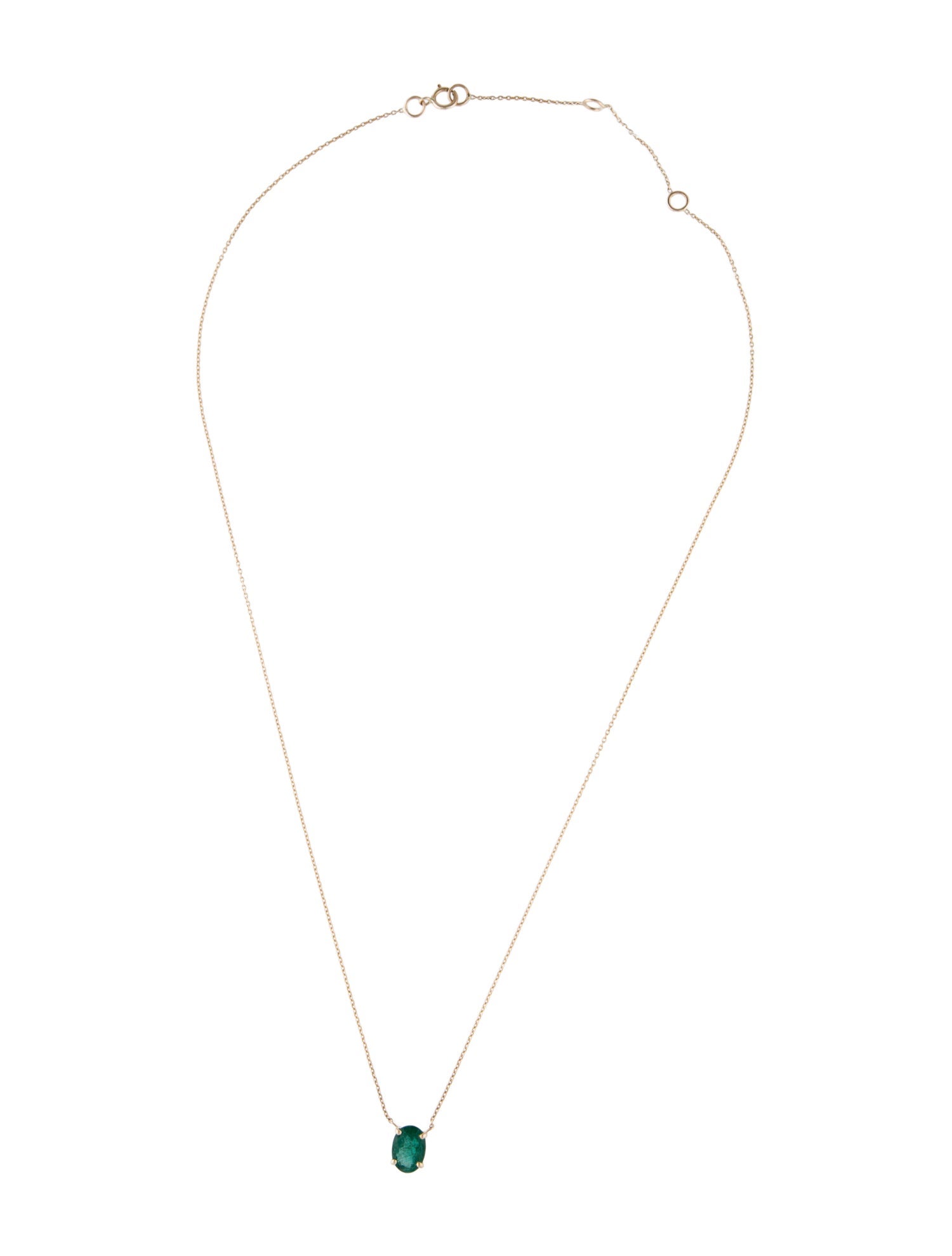 Jewelmak 14K 1.10ct Emerald Pendant Necklace