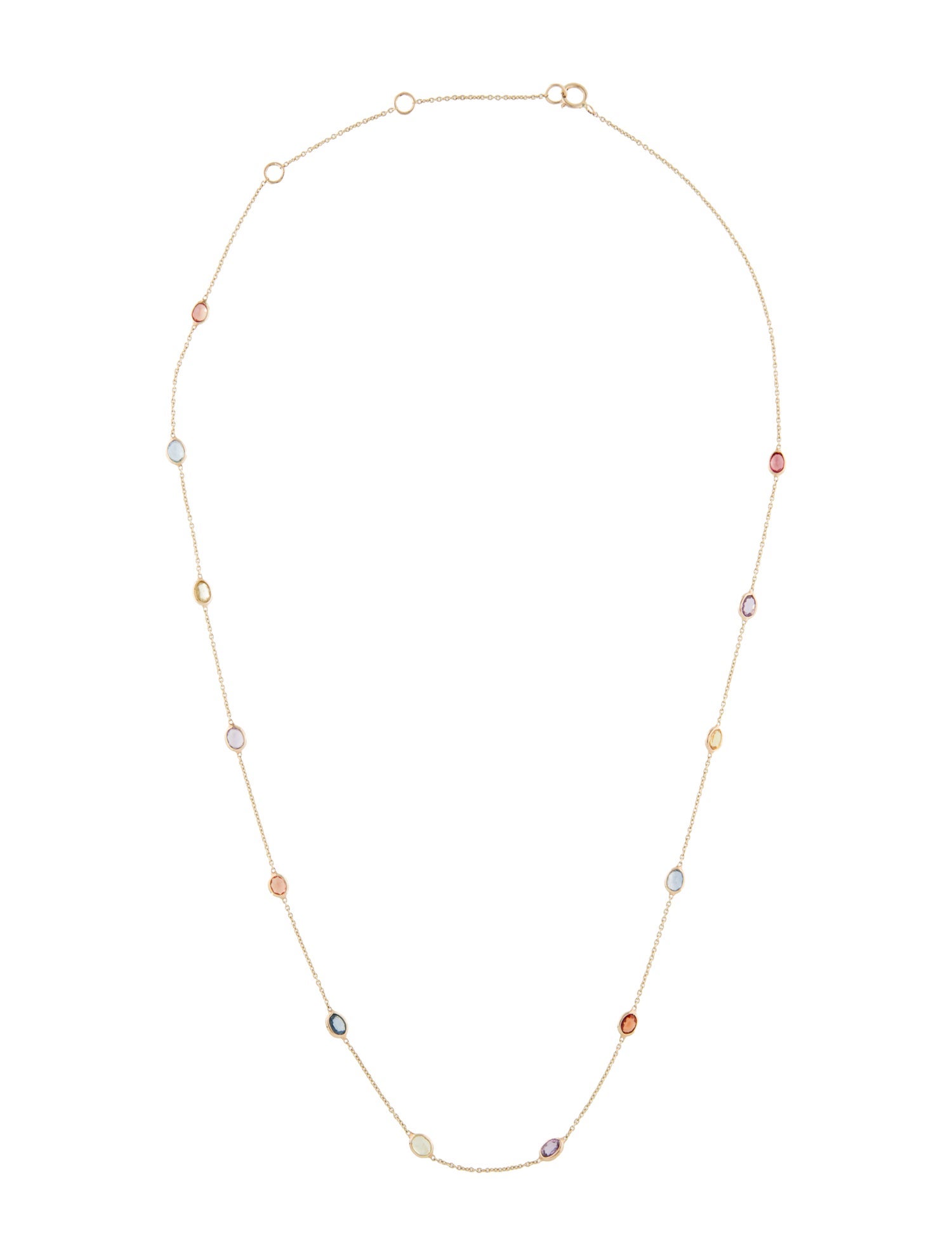 Jewelmak 14K 1.95ctw Sapphire Station Necklace