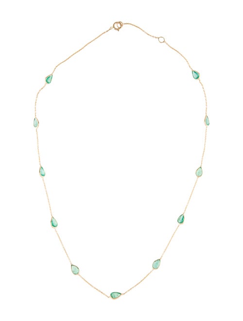 Jewelmak 14K 4.00ctw Emerald Station Necklace