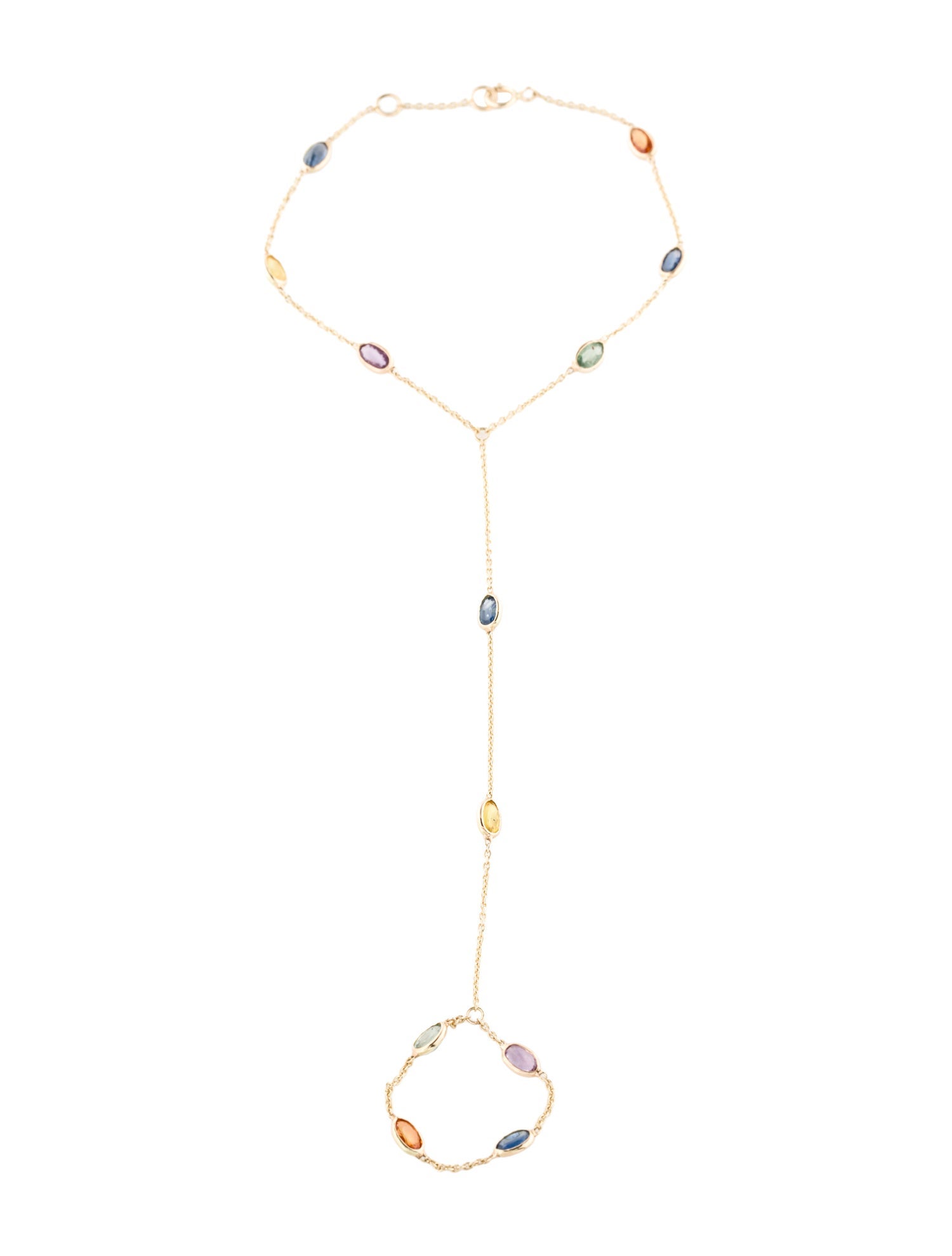 Jewelmak 14K 2.98ctw Sapphire Hand Chain