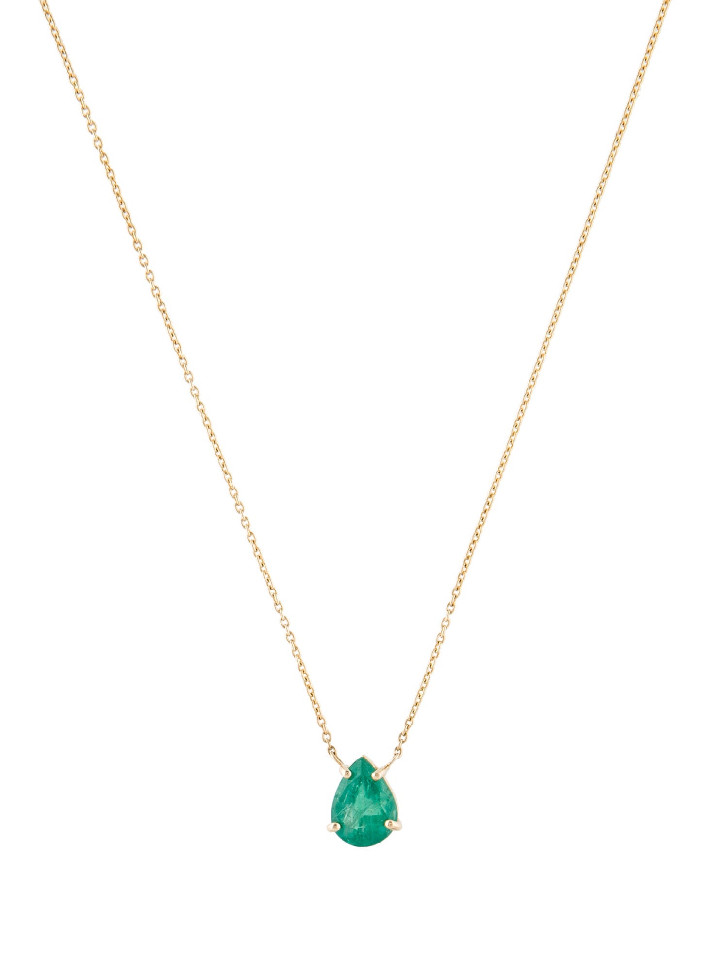 Jewelmak 14K 1.10ct Emerald Pendant Necklace