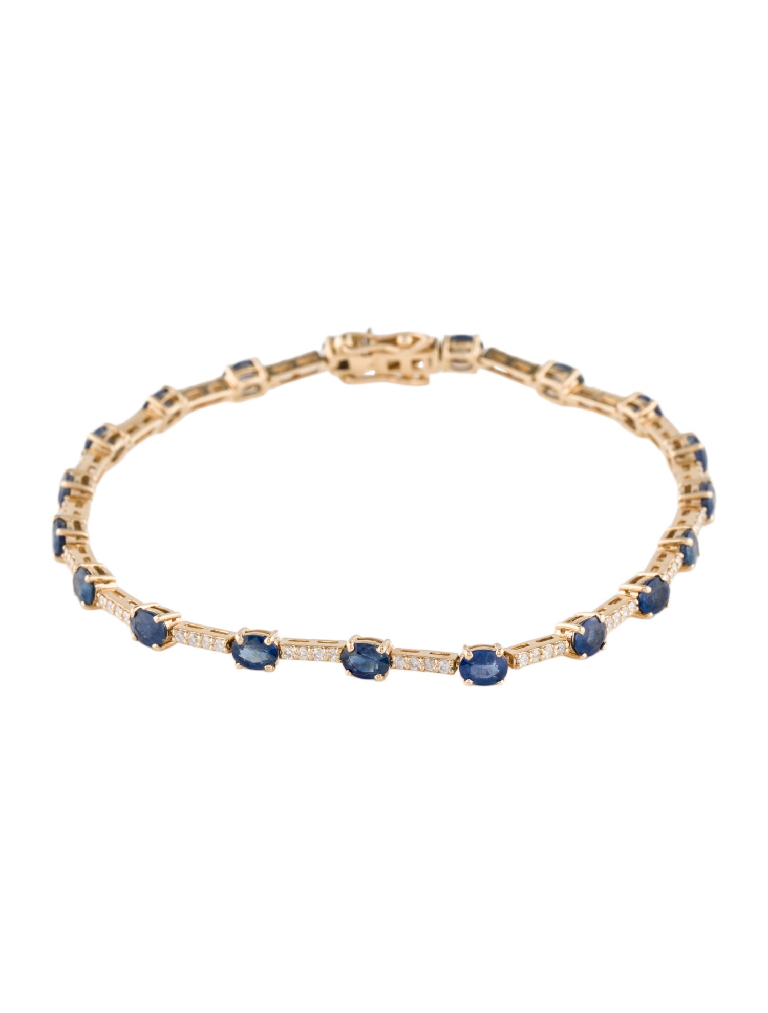 Jewelmak 14K 3.02ctw Sapphire & Diamond Link Bracelet