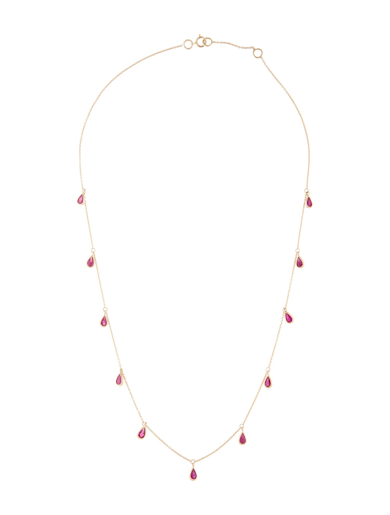 Jewelmak 14K 1.98ctw Ruby Station Necklace