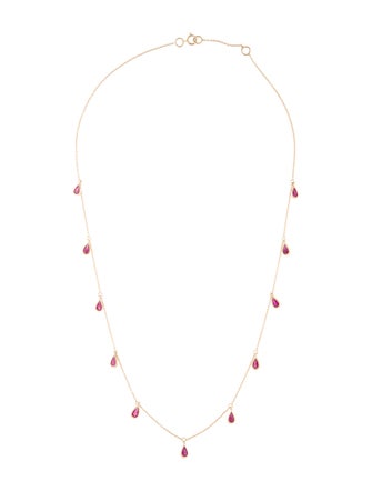 Jewelmak 14K 1.98ctw Ruby Station Necklace