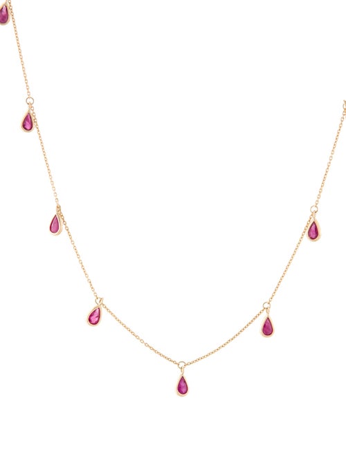 Jewelmak 14K 1.98ctw Ruby Station Necklace