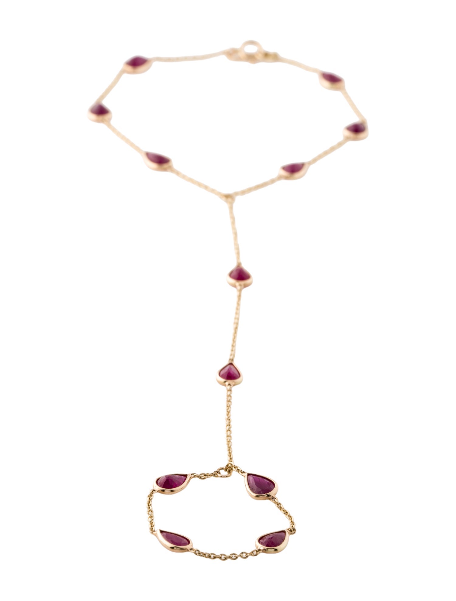 Jewelmak 14K 4.32ctw Ruby Hand Chain