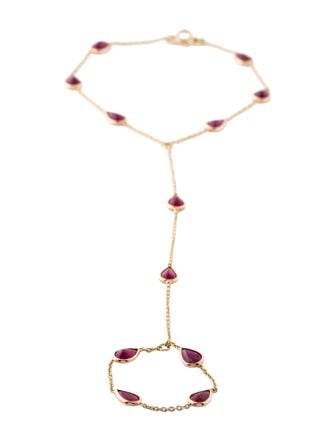 Jewelmak 14K 4.32ctw Ruby Hand Chain