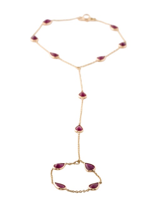 Jewelmak 14K 4.32ctw Ruby Hand Chain