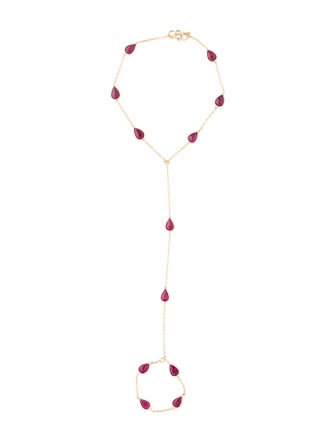 Jewelmak 14K 4.32ctw Ruby Hand Chain