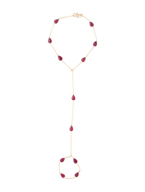 Jewelmak 14K 4.32ctw Ruby Hand Chain