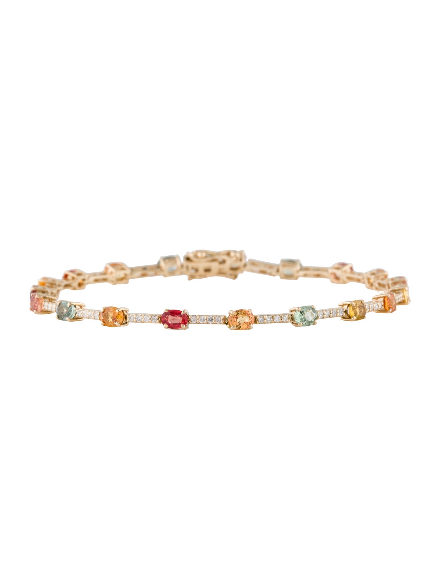 Jewelmak 14K Sapphire & Diamond Link Bracelet