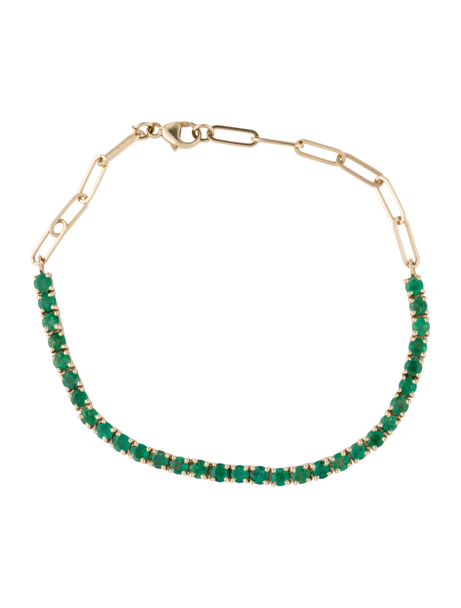 Jewelmak 14K 2.45ctw Emerald Link Bracelet