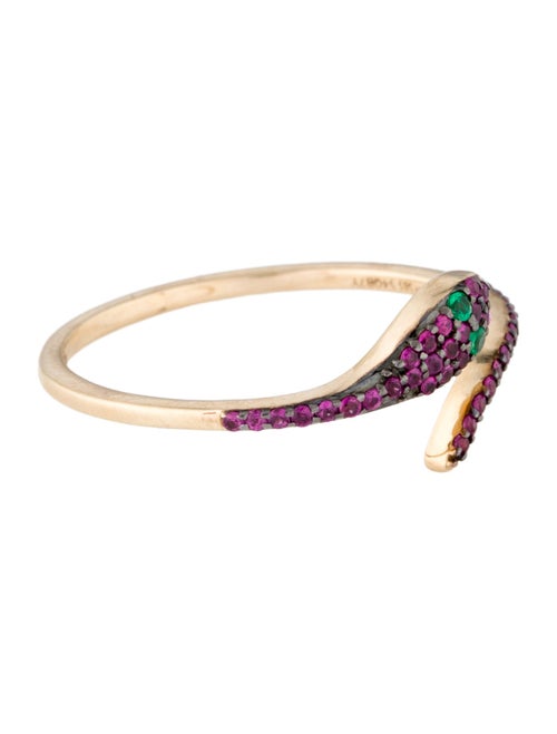 Jewelmak 14K Emerald & Ruby Snake Bypass Band