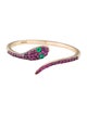 Jewelmak 14K Emerald & Ruby Snake Bypass Band