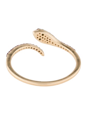 Jewelmak 14K Emerald & Ruby Snake Bypass Band