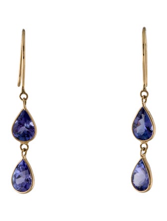 Jewelmak 18K 2.46ctw Tanzanite Drop Earrings