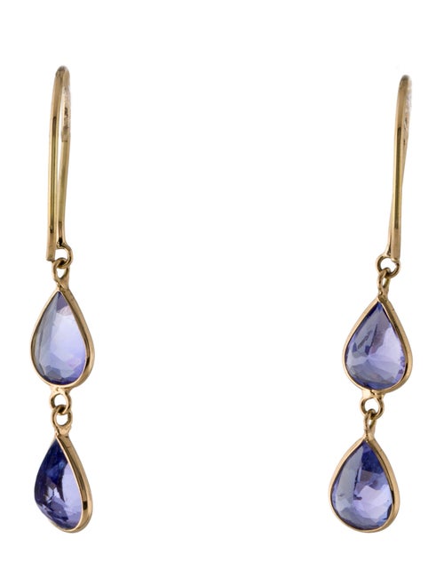 Jewelmak 18K 2.46ctw Tanzanite Drop Earrings