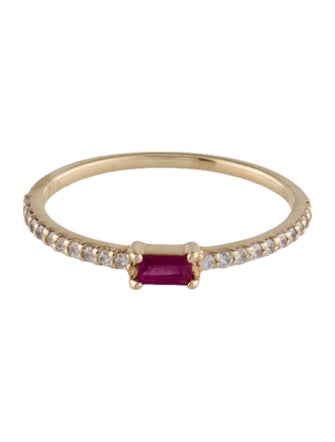 Jewelmak 14K Ruby & Diamond Band