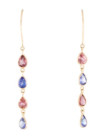 Jewelmak 18K Tanzanite & Tourmaline Drop Earrings