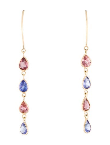 Jewelmak Drop 18K Tanzanite & Tourmaline Earrings
