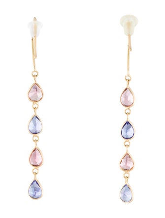 Jewelmak 18K Tanzanite & Tourmaline Drop Earrings
