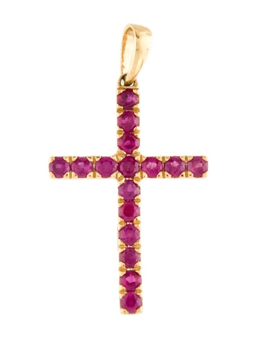 Jewelmak 14K Ruby Cross Pendant