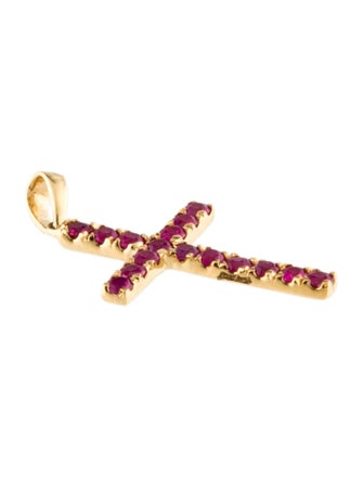 Jewelmak 14K Ruby Cross Pendant