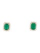 Jewelmak 14K Emerald & Diamond Stud Earrings