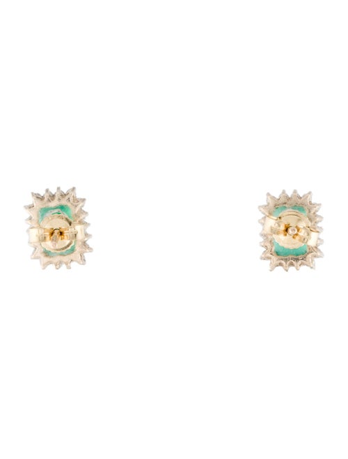 Jewelmak 14K Emerald & Diamond Stud Earrings