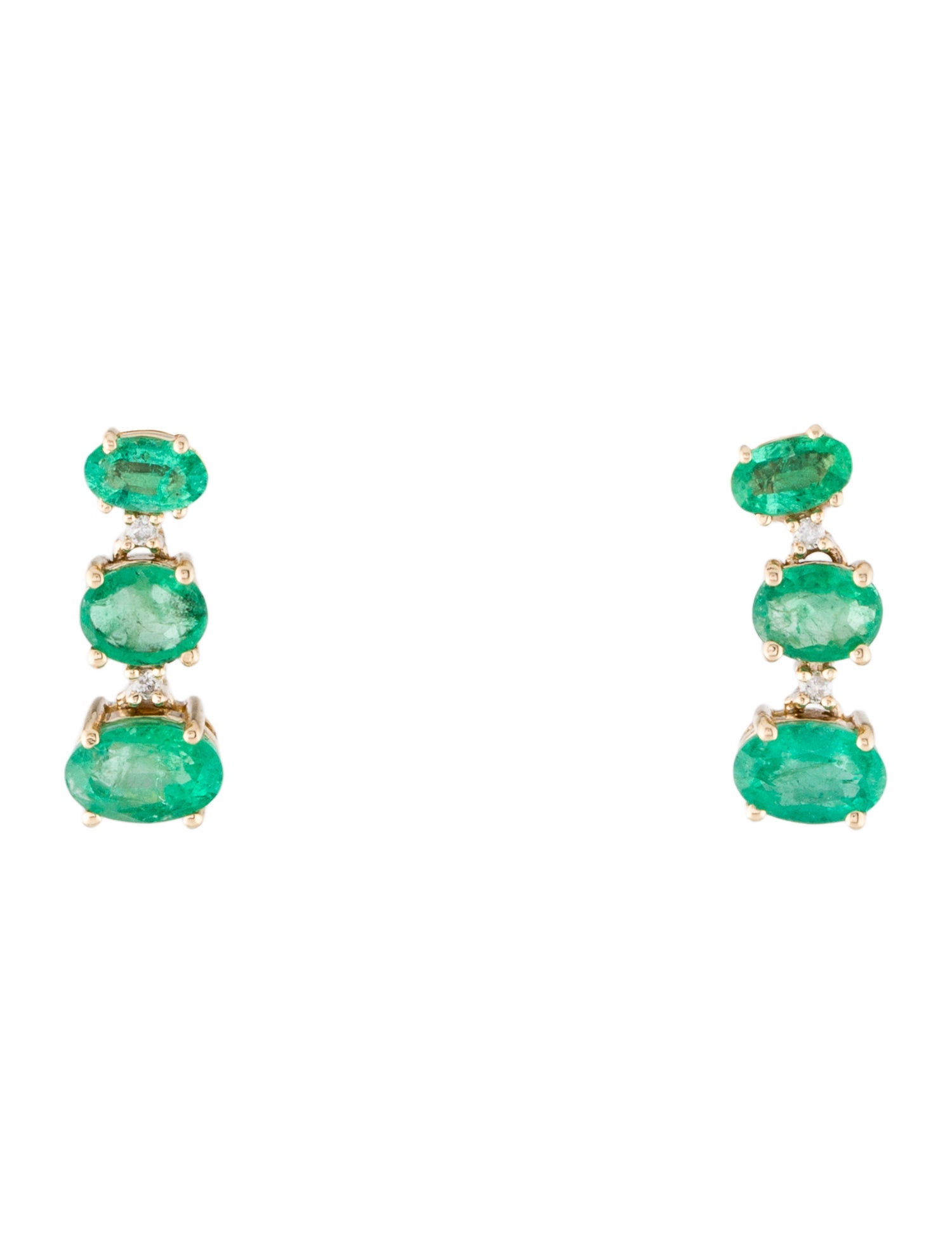 Jewelmak 14K 1.56ctw Emerald & Diamond Drop Earrings