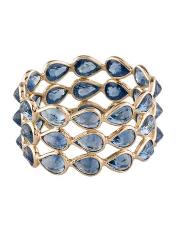 Jewelmak Band 14K 7.05ctw Sapphire Triple Row Bezel Ring 6